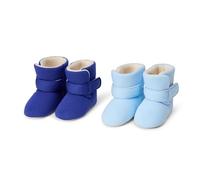 Amazon Essentials Patucos Suaves con Cierre de Gancho y Bucle, Zapatos para Bebés, Calcetines Antideslizantes para Bebés Unisex bebé, Paquete de 2, Azul Oscuro Azul Pálido, 17 EU