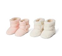 Amazon Essentials Patucos Suaves con Cierre de Gancho y Bucle, Zapatos para Bebés, Calcetines Antideslizantes para Bebés Unisex bebé, Paquete de 2, Natural Sherpa Rosa, 17 EU