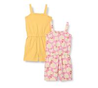 Amazon Essentials Pelele de Punto Niña, Pack de 2, Amarillo Cálido/Manzanas, 10 años