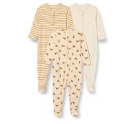 Amazon Essentials Pelele para Dormir con Pies Unisex Bebés, Pack de 3, Avena Mezcla/Rayas/Tigre, 0 meses