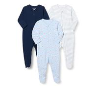 Amazon Essentials Pelele para Dormir con Pies Unisex Bebés, Pack de 3, Azul Marino/Koala/Rayas, 0-3 meses