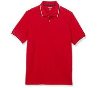 Amazon Essentials Polo de Algodón Piqué de Manga Corta y Corte Estándar (Disponible en Tallas Grandes) Hombre, Rojo Twin Stripe, XXL