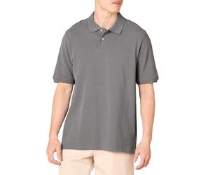 Amazon Essentials Polo de Algodón Piqué de Manga Corta y Corte Estándar (Disponible en Tallas Grandes) Hombre, Gris, L