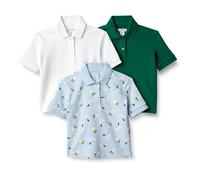 Amazon Essentials Polo de Algodón y Licra Niña, Pack de 3, Blanco/León Y Poni/Verde Oscuro, 4 años