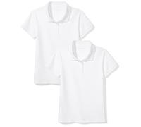 Amazon Essentials Polo de manga corta para niña, 2 unidades, color blanco, 6-7 años