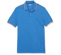 Amazon Essentials Polo de Piqué de Algodón de Ajuste Entallado Hombre, Azul Thin Stripe, M