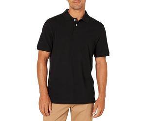 Amazon Essentials Polo de Piqué de Algodón de Ajuste Entallado Hombre, Negro, M