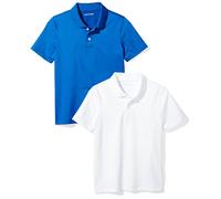 Amazon Essentials Polo de rendimiento activo para niños, paquete de 2, azul real/blanco, talla M