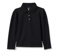 Amazon Essentials Polo de Uniforme de Manga Larga de Piqué Niña, Negro, 8 años