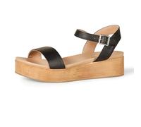 Amazon Essentials Sandalia con Plataforma y Dos Bandas Mujer, Negro, 42 EU