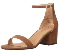 Amazon Essentials Sandalia de Tacón de Dos Tiras Mujer, Marrón, 41.5 EU Ancho