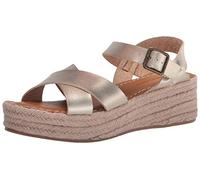 Amazon Essentials Sandalia Tipo Alpargata con Plataforma Plana Mujer, Dorado, 35 EU