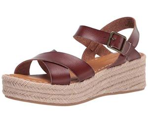 Amazon Essentials Sandalia Tipo Alpargata con Plataforma Plana Mujer, Marrón, 42 EU