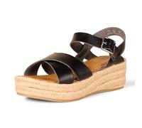 Amazon Essentials Sandalia Tipo Alpargata con Plataforma Plana Mujer, Negro, 44.5 EU