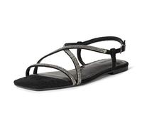Amazon Essentials Sandalias de correa plana para mujer, cristales negros, talla 10