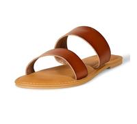 Amazon Essentials Sandalias de punta abierta de dos bandas para mujer, bronceado, talla 8.5