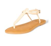 Amazon Essentials Sandalias Informales de Dedo con Tira en el Tobillo Mujer, Beige Claro, 44 EU