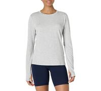 Amazon Essentials Suave y Ligera Camiseta Deportiva de Algodón de Corte Estándar, con Cuello Redondo y Manga Larga para Entrenamiento y Yoga Mujer, Gris Claro Mezcla, XL