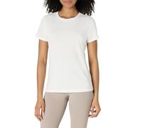 Amazon Essentials Suave y Ligera Camiseta Deportiva de Algodón de Corte Estándar, con Cuello Redondo y Manga Corta para Entrenamiento y Yoga Mujer, Blanco, S