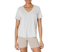 Amazon Essentials Suave y Ligera Camiseta Deportiva de Algodón, de Corte Holgado, con Cuello en V y Manga Corta para Entrenamiento y Yoga Mujer, Gris Claro Mezcla, XS