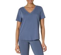 Amazon Essentials Suave y Ligera Camiseta Deportiva de Algodón, de Corte Holgado, con Cuello en V y Manga Corta para Entrenamiento y Yoga Mujer, Gris Pizarra, M