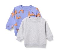 Amazon Essentials Sudadera de Cuello Redondo de Rizo Francés Unisex Bebés, Pack de 2, Gris Mezcla/Morado Tigre, 12 meses