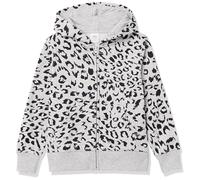 Amazon Essentials Sudadera de Forro Polar con Capucha y Cremallera Niña, Gris Claro Mezcla Animal, 11-12 años