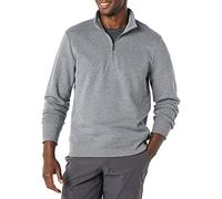 Amazon Essentials Sudadera de Manga Larga con Forro Polar y Cierre de un Cuarto Hombre, Gris Chiné Moyen, S