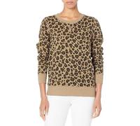 Amazon Essentials Sudadera de vellón de rizo francés con cuello redondo para mujer (disponible en tallas grandes), estampado de leopardo camello, talla XL