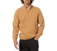 Amazon Essentials Sudadera Ligera de Felpa con Cuello Perkins y Cremallera de un Cuarto Hombre, Bronceado, S