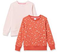 Amazon Essentials Sudaderas de Forro Polar con Cuello Redondo Niña, Pack de 2, Naranja Floral/Rosa Claro, 11-12 años
