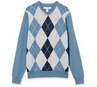 Amazon Essentials Suéter de Cuello en V para Hombre (Disponible en Tallas Grandes y Altas), Rombos Azules, Talla XL