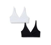 Amazon Essentials Sujetador de Lactancia con Broche de Microfibra y Tacto Suave con Ribete de Encaje Mujer, Pack de 2, Blanco/Negro, M