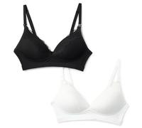 Amazon Essentials Sujetador de Lactancia con Broche de Microfibra y Tacto Suave con Ribete de Encaje Mujer, Pack de 2, Blanco/Negro, 100A