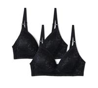 Amazon Essentials Sujetador de Maternidad y Lactancia, con Forro y Encaje Elástico en Toda la Prenda Mujer, Paquete de 2, Negro, 90E