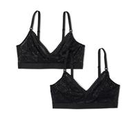 Amazon Essentials Sujetador de Maternidad y Lactancia, Cuello en V y Encaje Elástico en Toda la Prenda Mujer, Pack de 2, Negro, 90D