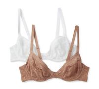 Amazon Essentials Sujetador de Microfibra con Escote Muy Pronunciado Mujer, Blanco/Bronce Lavado, 90B