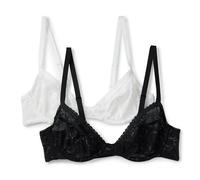 Amazon Essentials Sujetador de Microfibra con Escote Muy Pronunciado Mujer, Blanco/Negro, 90A