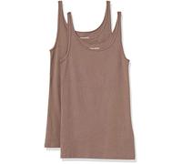 Amazon Essentials Top Ajustado sin Mangas y con Tirantes Finos Mujer, Paquete de 2, Beige Oscuro, XL