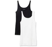 Amazon Essentials Top Ajustado sin Mangas y con Tirantes Finos Mujer, Paquete de 2, Blanco/Negro, XS