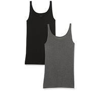 Amazon Essentials Top Ajustado sin Mangas y con Tirantes Finos Mujer, Paquete de 2, Carbón Mezcla/Negro, XXL