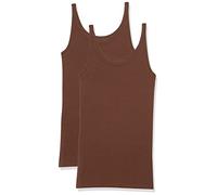 Amazon Essentials Top Ajustado sin Mangas y con Tirantes Finos Mujer, Paquete de 2, Marrón Intenso, XXL