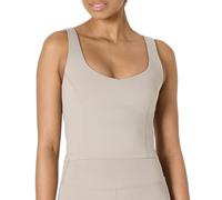 Amazon Essentials Top Corto de Tirantes Deportivo de Tejido FormFlex Ultrasuave con Soporte Ligero y Sujetador Mujer, Gris Topo, L