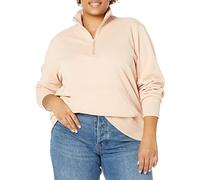 Amazon Essentials Top de Felpa de Manga Larga y Cremallera de un Cuarto (Disponible en Tallas Grandes) Mujer, Beige, 5XL Grande