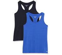Amazon Essentials Top Deportivo sin Mangas de Secado Rápido, Elástico, Espalda Cruzada y Cuello Redondo Mujer, Paquete de 2, Azul Brillante/Negro, L