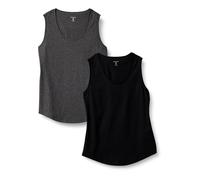 Amazon Essentials Top Sin Mangas 100% Algodón de Corte Estándar Mujer, Pack de 2, Carbón Mezcla/Negro, XXS
