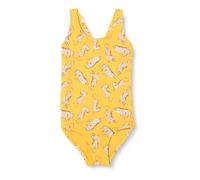 Amazon Essentials Traje de baño de una Pieza con Espalda Cruzada para niña, Leopardo Amarillo Dorado, Beige, Talla S