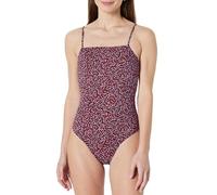 Amazon Essentials Traje de Baño de una Sola Pieza con Cuello Cuadrado Mujer, Rojo Ladrillo Lila Leopardo, 42