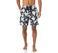 Amazon Essentials Traje de baño para hombre, secado rápido de 9 pulgadas, flor de hibisco negra, talla M