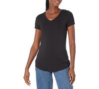 Amazon Essentials Túnica Holgada de Manga Corta y Cuello en Pico (Disponible en Tallas Grandes) Mujer, Negro, L